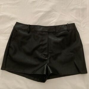 NWT WAYF Faux Leather Zipper Shorts Black High Waist Large